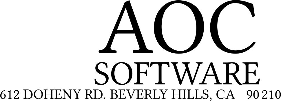 AOC Software letterhead, 612 Doheny Rd, Beverly Hills, CA 90210